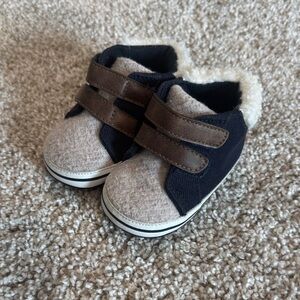 Target Navy and Brown Cozy Faux-Fur Lined Baby Slip-Ons